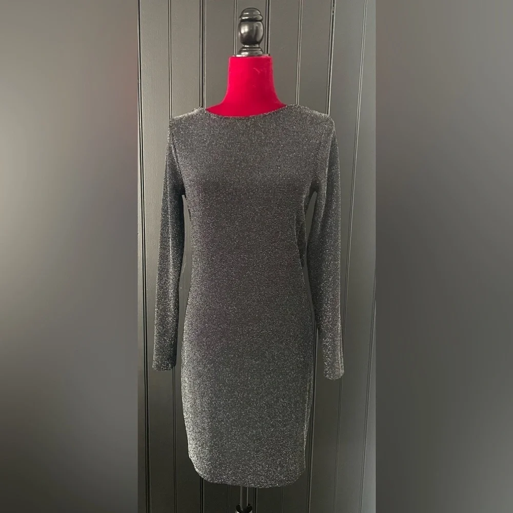 Michael Kors Women’s Black and Silver Textured Dress Size Small